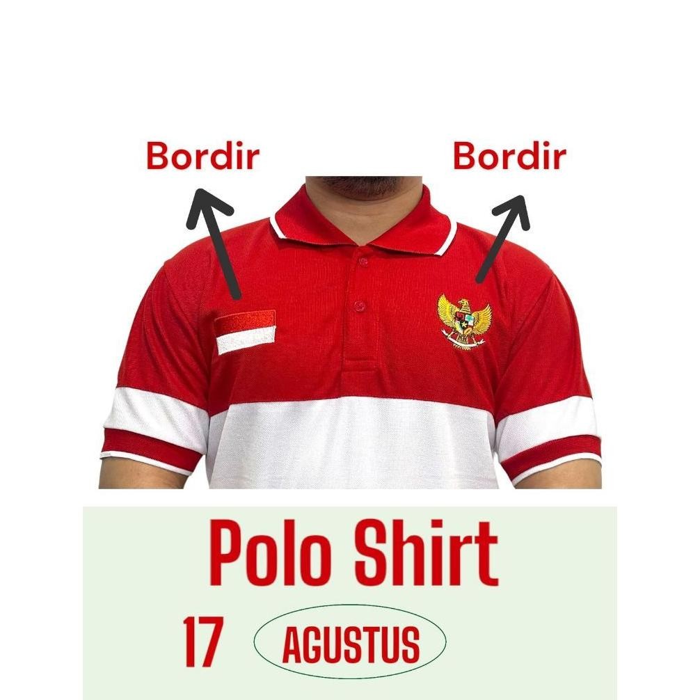 Terbaru - Kaos Merah Putih - Tshirt Polo Merah Putih -  Baju Merah Putih Logo Garuda Indonesia - Pol