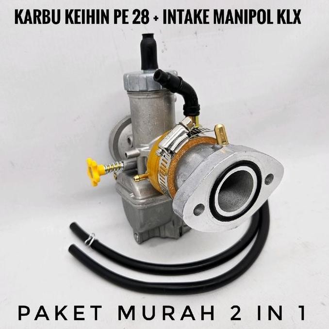 INTEK INTAKE MANIPOL MANIFOLD KLX INSULATOR + KARBU PE 28 PAKET MURAH 2 IN 1 ORIGINAL DAN TERPERCAYA