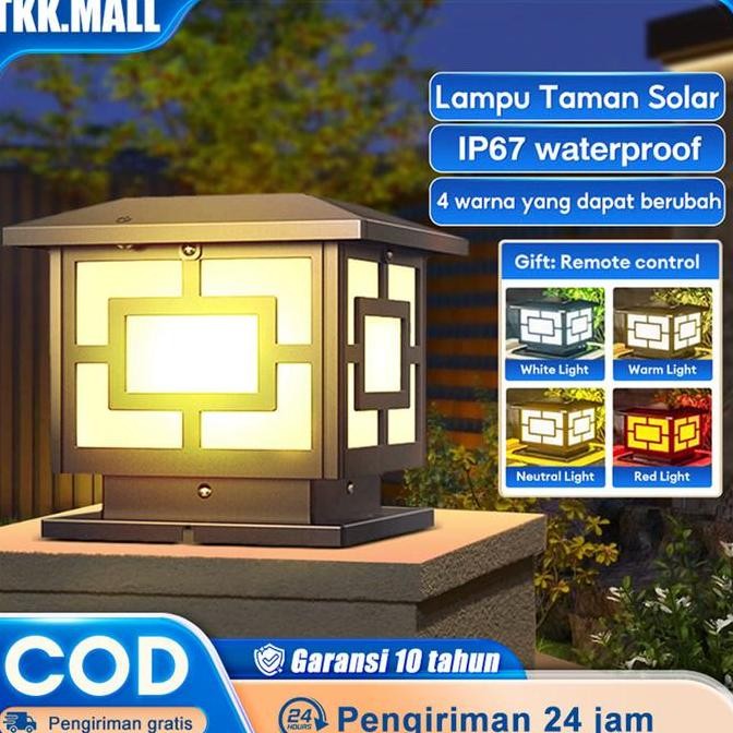 Stock Lampu Pilar Pagar Dekorasi Taman Bingkai Lampu Pagar 4 Warna Lampu Tiang Tenaga Surya Lampu Ta