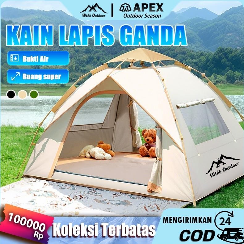 Tenda Camping  Double Layer Tenda Otomatis Anti Hujan untuk 4 Musim Tenda Kemah Tahan Air dan Cepat