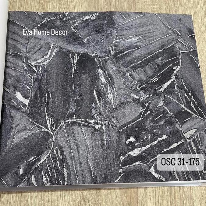 WALLPAPER PREMIUM VINYL DINDING BERTEKSTUR AESTHETIC NAVY GREY BLACK