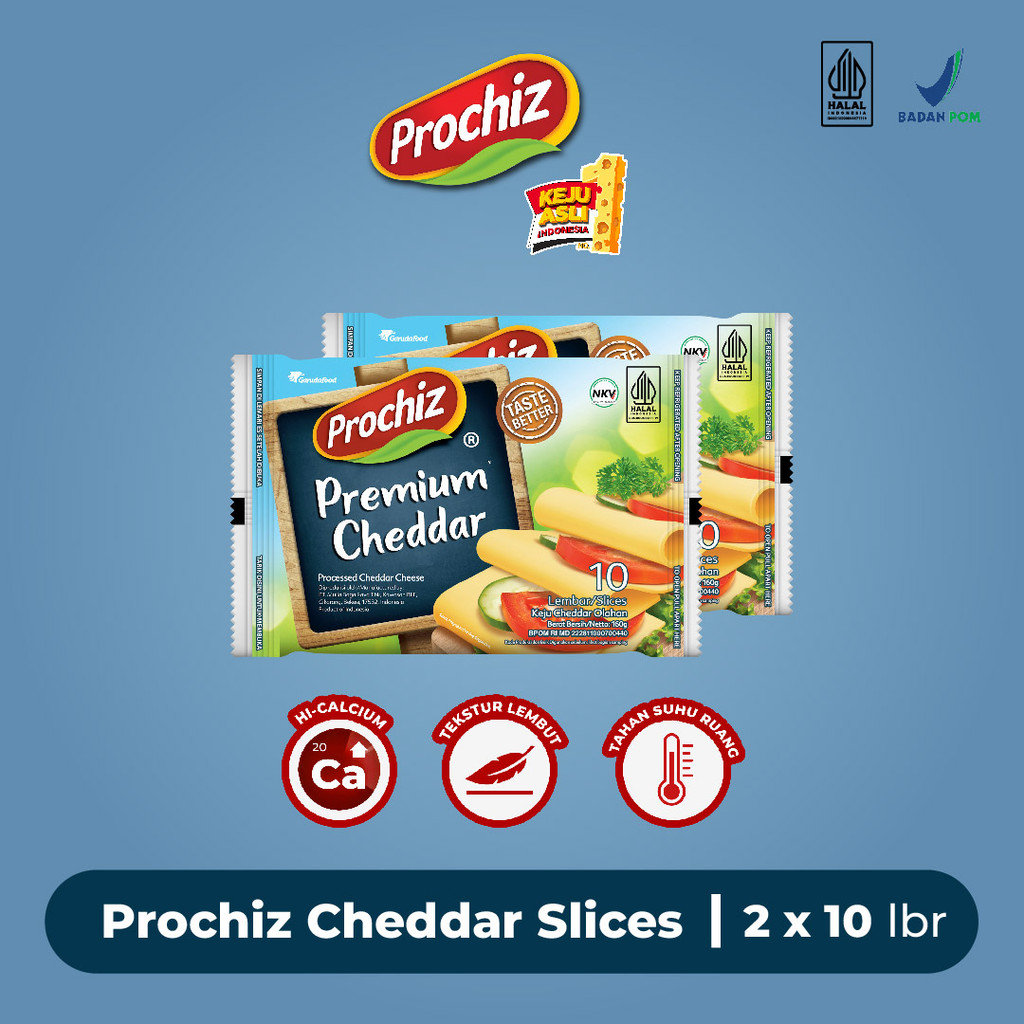 

Keju PROCHIZ Slice Cheddar 10's x 2