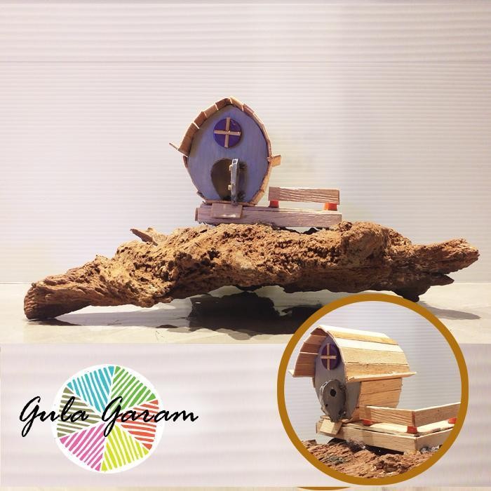 RA Hiasan Aquarium Miniatur Rumah Kayu Mini Paduan Tanaman Air Aquascape