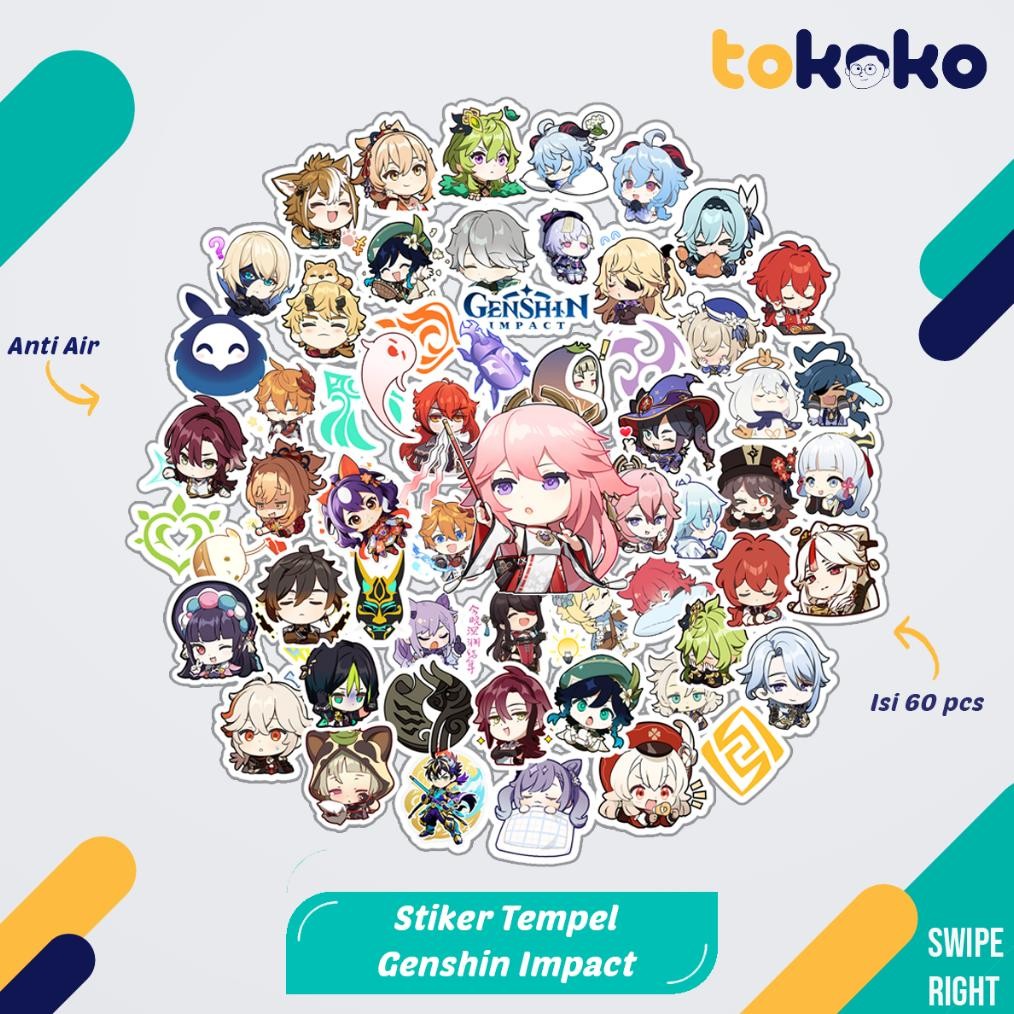 

NOG Stiker Cutting Anime Genshin Impact Paper Vinyl Dekorasi Laptop Koper Tumbler Kulkas DIY Viral Kekinian Terbaru 2025 UA-51