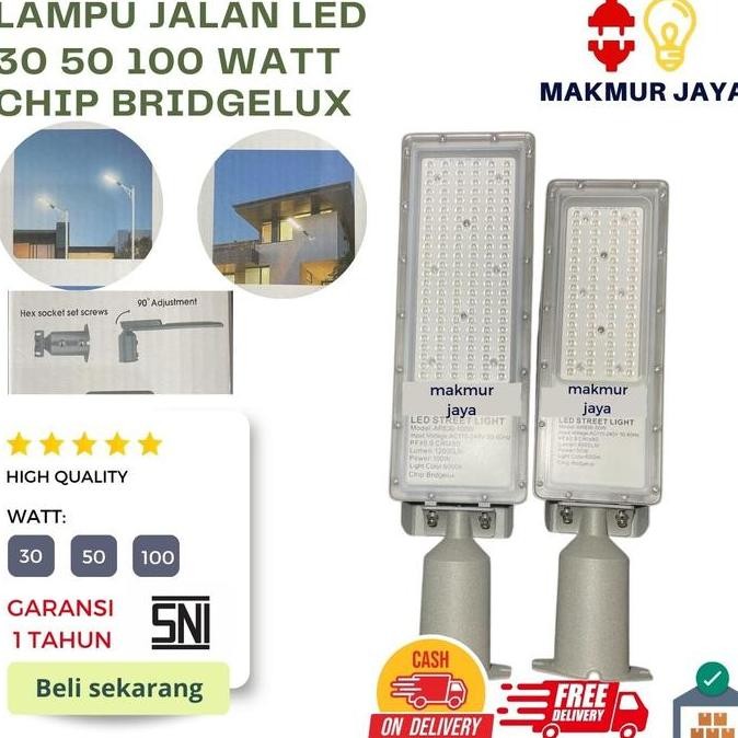 Lampu Jalan Pju Led 30W 50W 100W Watt Lampu Jalan Led 1 Tahun New Stok