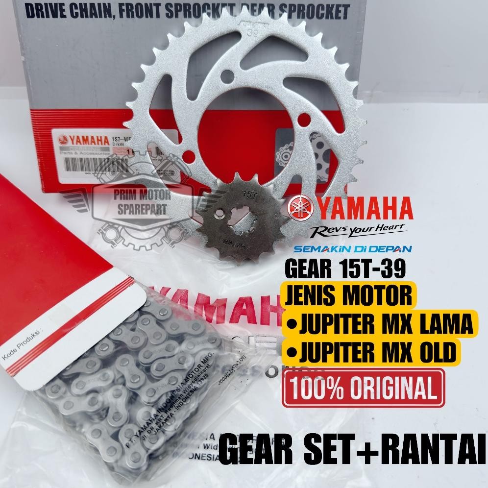 Original Gear Set+Rantai 1S7 Original Yamaha Jupiter Mx Lama , Jupiter Mx Old Kualitas 100% Asli Yam