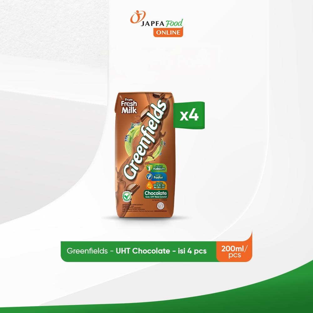 

Greenfields Susu UHT Chocolate 200ml - Isi 4 pcs - 100% Fresh Milk dari Greenfields Farm