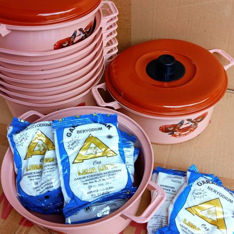 

(Terbaru) garam kemasan 100 gram paket 1 kg garam gratis wadah panci plastik 22cm (Terlaris)