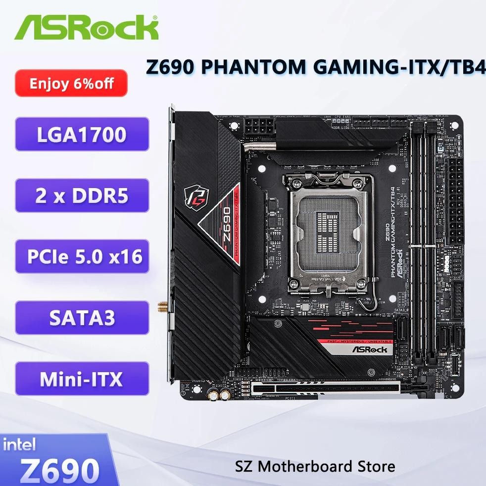 Asrock Z690 Ddr5 Z690 Phantom Gaming-Itx/Tb4 Motherboard For Intel Core I9-12900K I5-12600K I9-13900