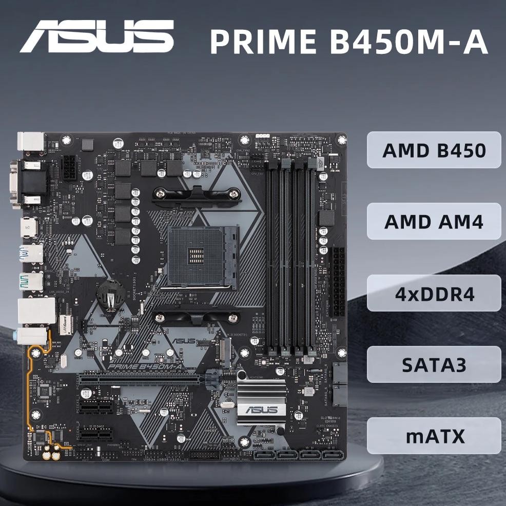 Asus Prime B450M-A Motherboard Supports R9 5950X R7 5800X3D 5700X R5 5600X 5600G Cpu 4Xddr4 2933Mhz 