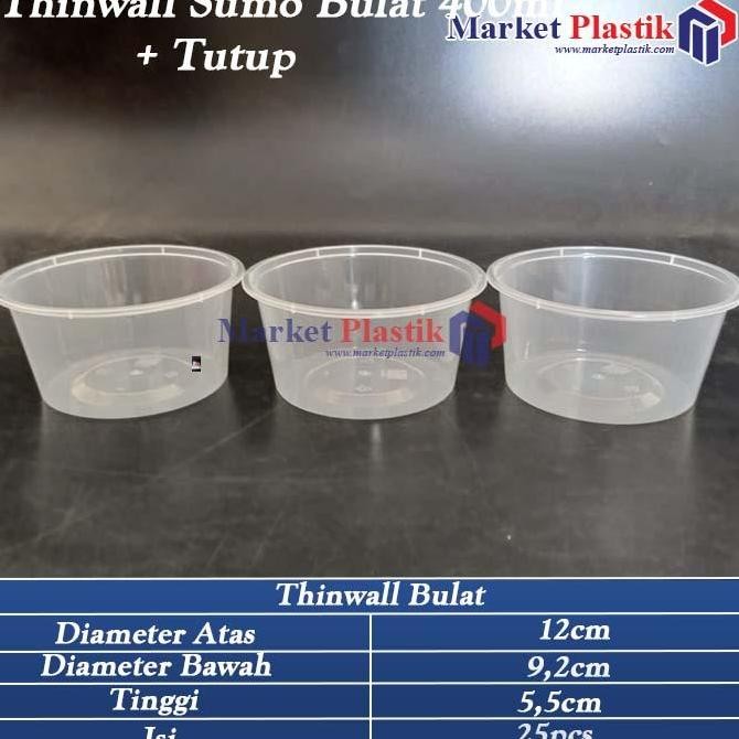 MANGKOK PLASTIK BULAT / THINWALL BULAT / THINWALL SUMO BULAT 400ML