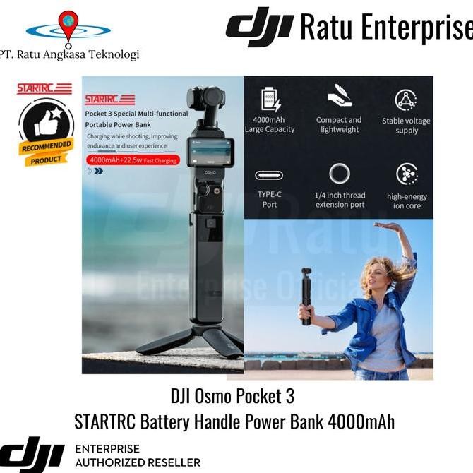 Battery Handle Power Bank Dji Osmo Pocket 3 Charger Baterai Kamera Battery Camera Gimbal Powerbank F
