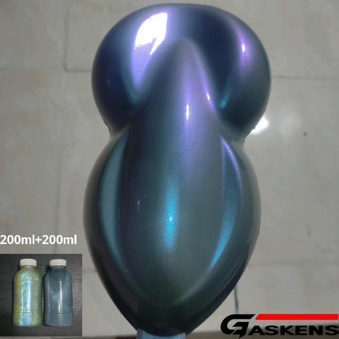 Cat Bunglon Putih Blue Purple + Cat Dasar Nardo Grey Pu Paket 400Ml Cat Body Motor Mobil Velg Car Pa