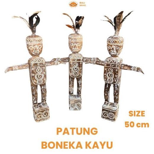 ] Patung Boneka kayu 50 cm - Patung Boneka Suku Aborigin - Patung Manusia Kayu Aborigin - Patung sSu