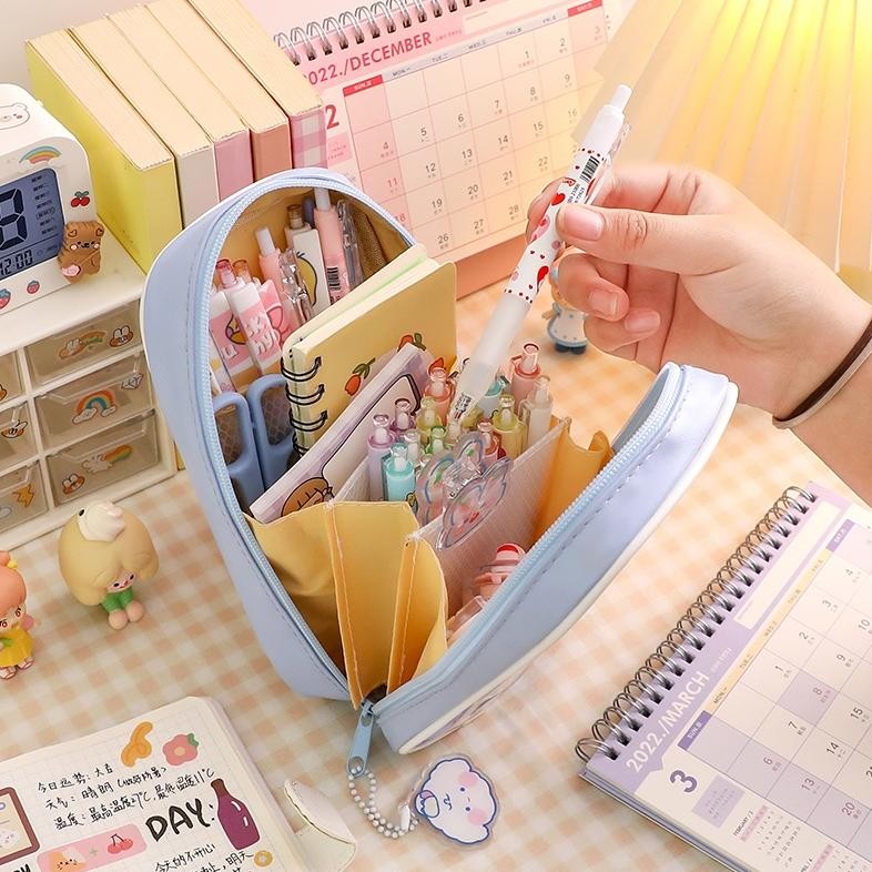 

T-56 Tempat Pensil Transparan Anti Air Motif Kartun Kawaii Dengan Resleting T-56