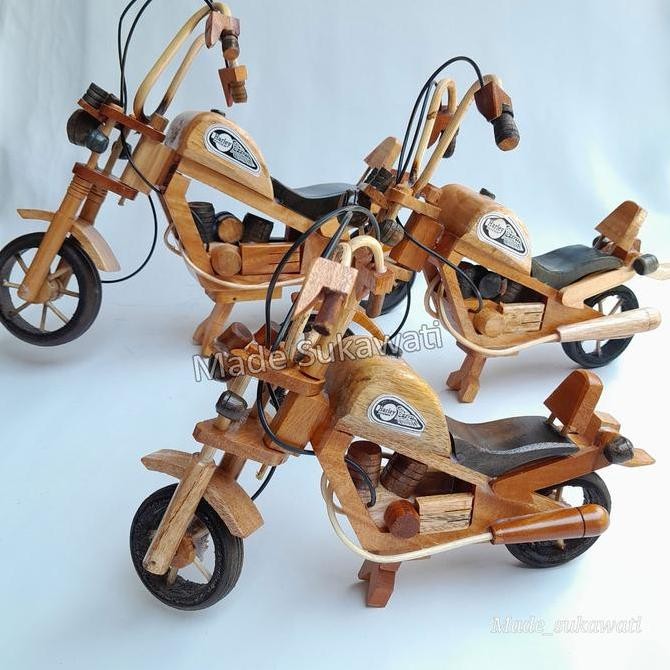 

Ready stock] Miniatur motor Harley kerajinan kayu handmade