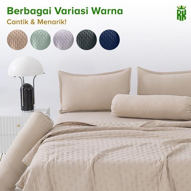 RAJA Set Bedcover Sprei Sarung Bantal Guling Korea Style Set Seprei & Selimut Warna Abu Hijau Ungu K