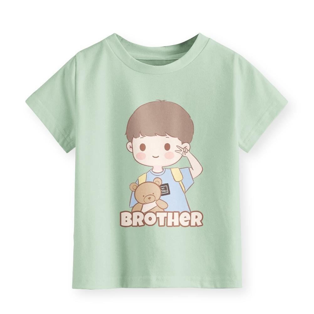 Yt- Kaos Couple Adek Kakak Anak Laki-Laki Dan Perempuan Sibling Series Warna Green Mint Yt-