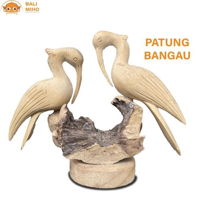 hanya disini] Patung Burung Bangau Mini Betengger set - Patung Burung - Patung Kayu