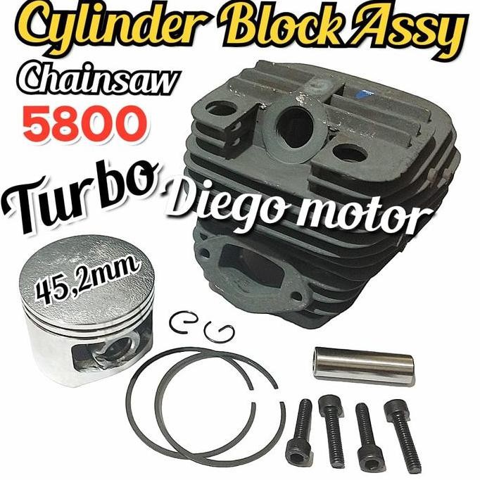 5800 Turbo Cylinder Blok Komplit Mesin Chainsaw Senso Kecil