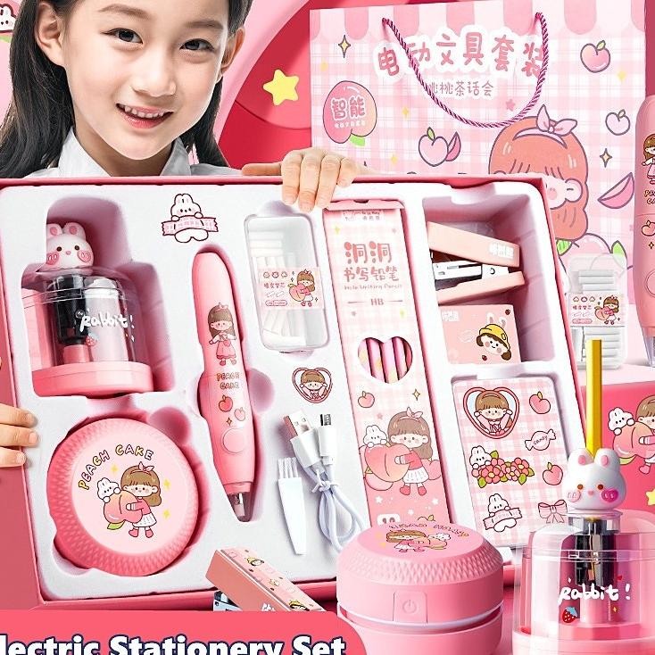

Ct Sunlht Electric Stationery Set Set Alat Tulis Elektrik Rautan Penghapus Vacuum Pensil 11 In 1