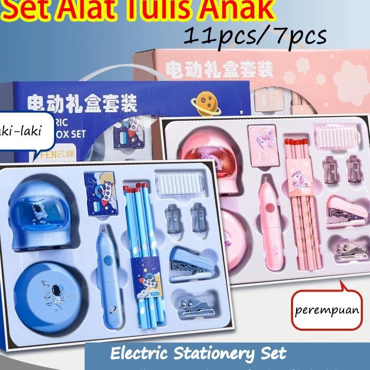 

11 In 1Set Electric Stationery Set Set Alat Tulis Elektrik Rautan Penghapus Vacuum Pensil Alat Tulis Elektrik