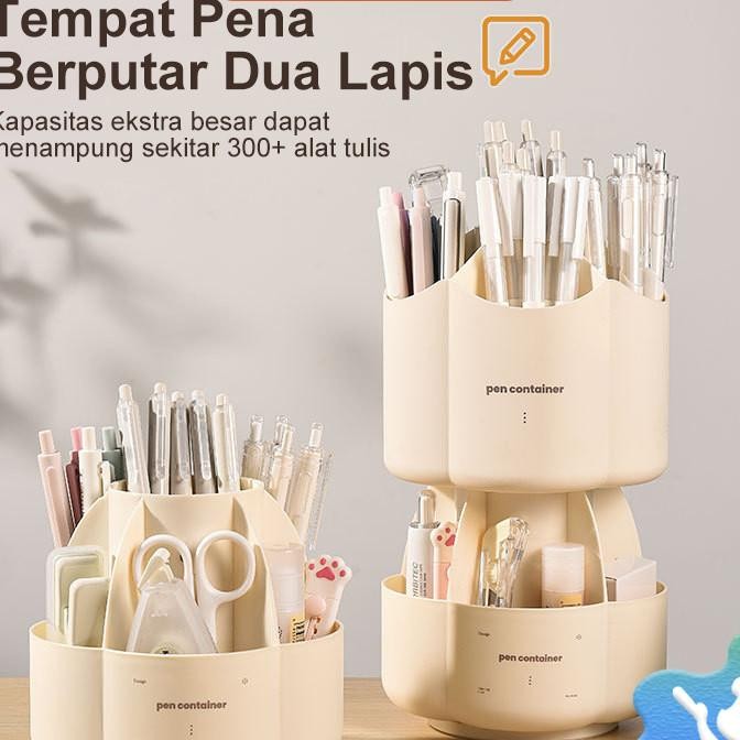 

Tempat Pensil 2 Lapis Rotasi Penyimpanan Alat Tulis Minimalis Besar Penyimpanan Pensil Dan Pulpen Multifungsi Kotak Penyimpanan Kreatif