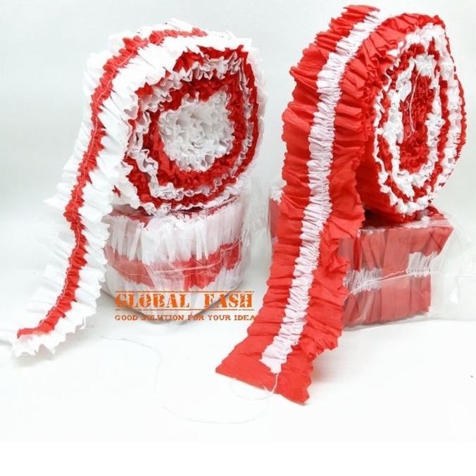 

He13 Isi 12 Kertas Krep Serut Merah Putih / Hiasan 17 Agustus / Kertas Krep Jahit Hut Ri Merah Putih