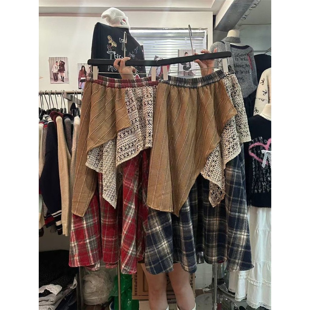 Rok midi renda retro baru untuk wanita