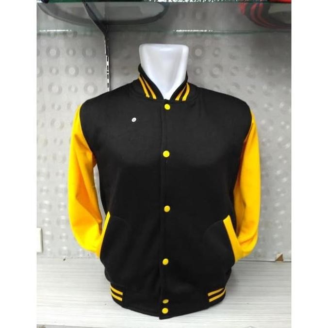 Jaket Baseball Varsity Hitam Kuning