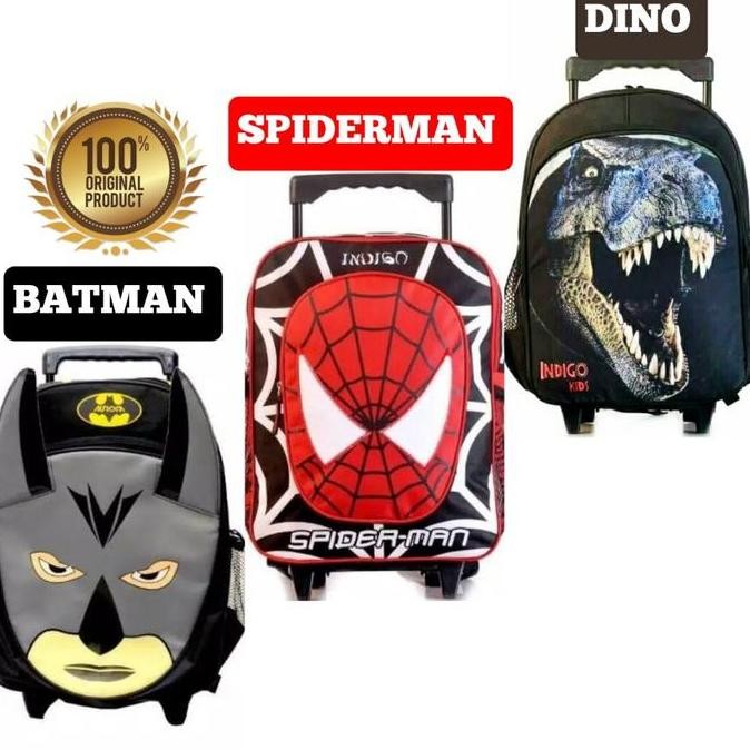 Tas Anak Laki Laki/ Tas Anak Sekolah Murah / Tas Koper Troli Spiderman