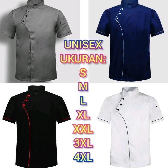 BAJU ATASAN SERAGAM KOKI JURU MASAK DAPUR COWOK CEWEK JUMBO 2XL 3XL 4XL 2L 3L 4L KEMEJA CHEF JACKET 