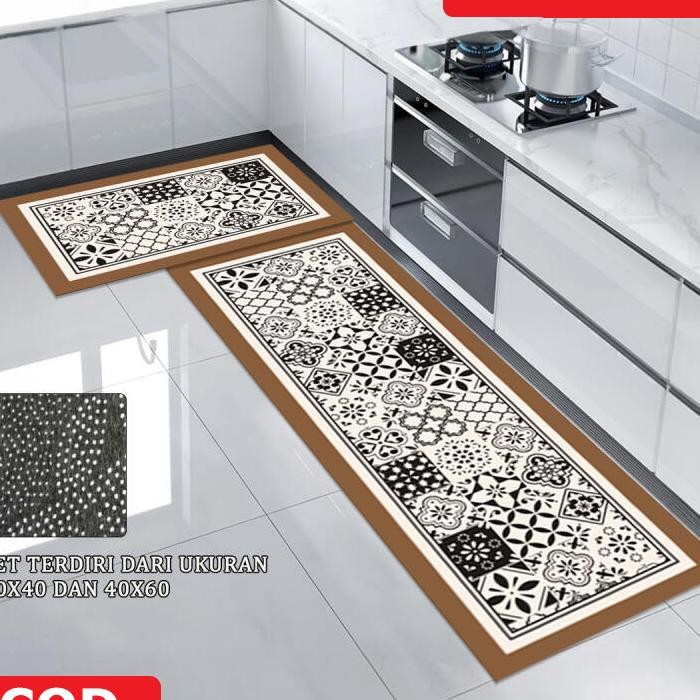 Zakka Keset Dapur 2In1 Keset 120X60 Dan 40X60 Keset Polyster Keset Kaki