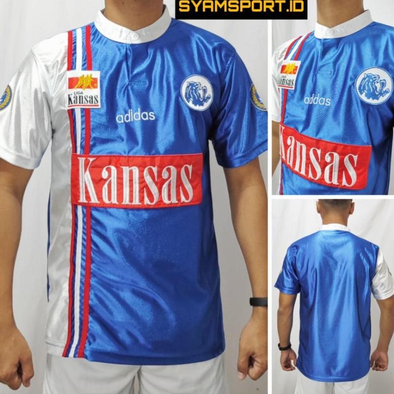 Fb-4 Df-8 Jersey Arema Kansas Full Bordir Bahan Paragon Mengkilap / Jersey Arema Retro / Jersey Arem