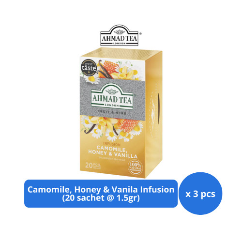 

Ahmad Tea Camomile, Honey & Vanilla Infusion 20s @ 1,5gr x 3 pcs