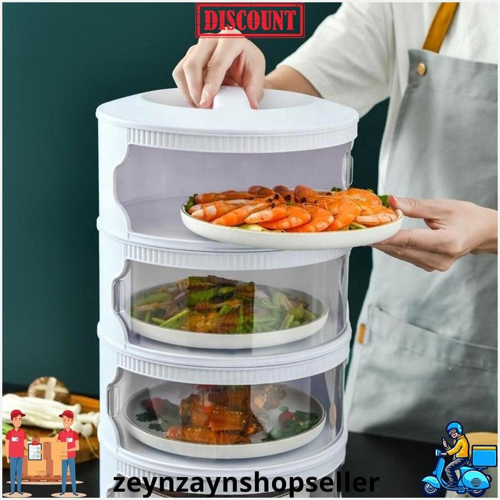 Tudung Saji Rak Susun Tempat Penyimpanan Makanan Rakitan 2 3 4 5 Tingkat Tebal Tertutup Tetap Hangat
