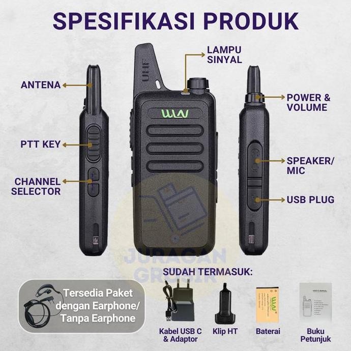 Ht Wln Kd - C1 Ht Uhf Free Handsfree Lengkap Kdc1 Wlan Original