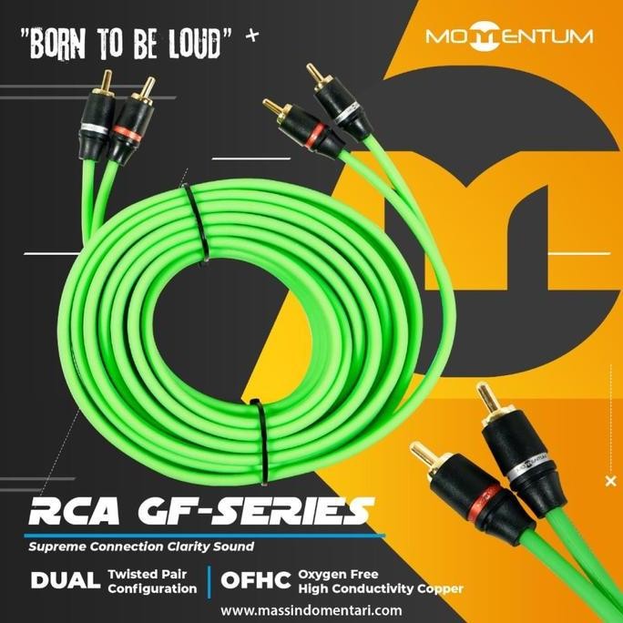 DB75>> Kabel RCA Momentum GF Hijau / Kabel Audio Mobil