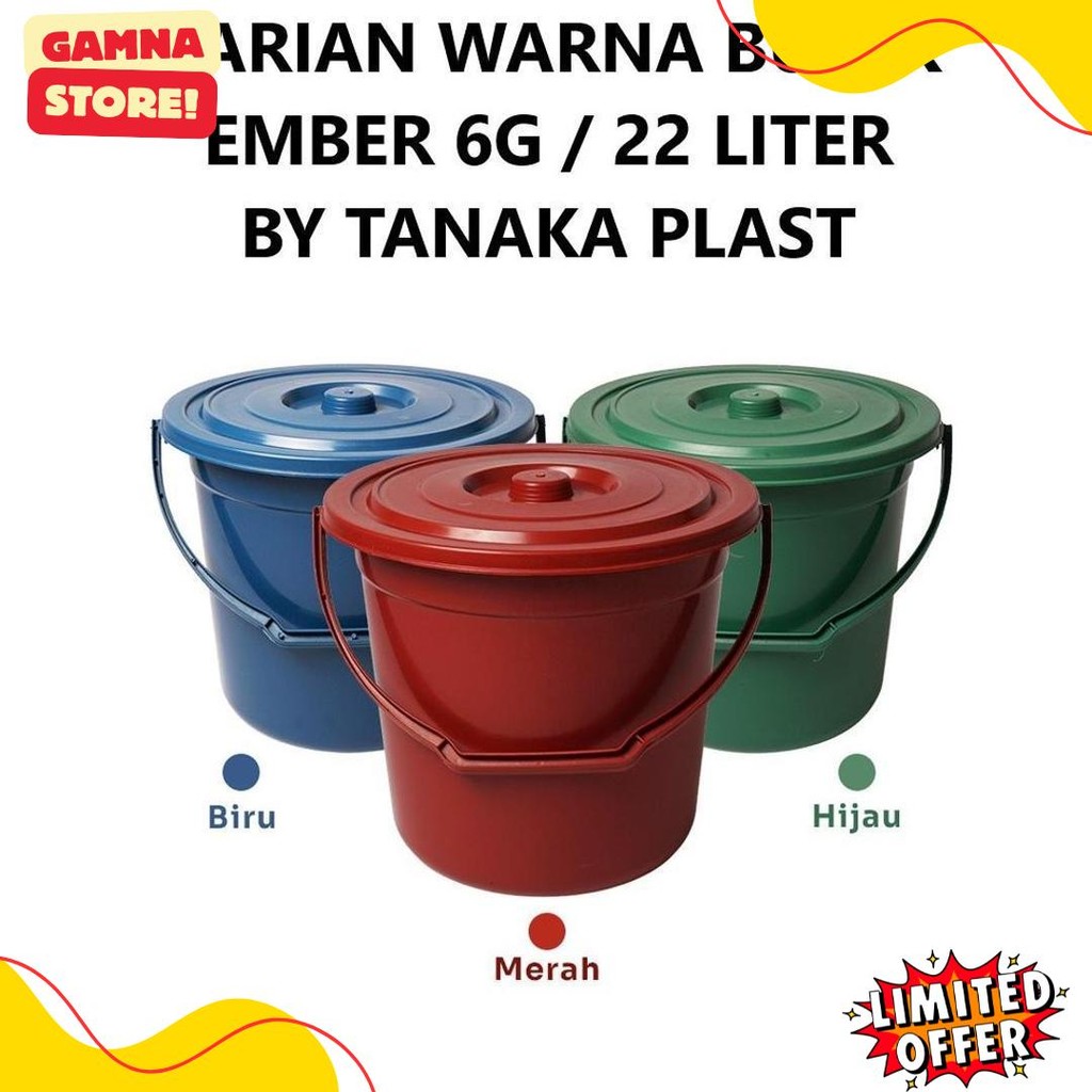Diskon Up To 70% Ember Plastik Gagang Tutup - Kapasitas 6 Galon Atau 22 Liter - Tanaka Plastic