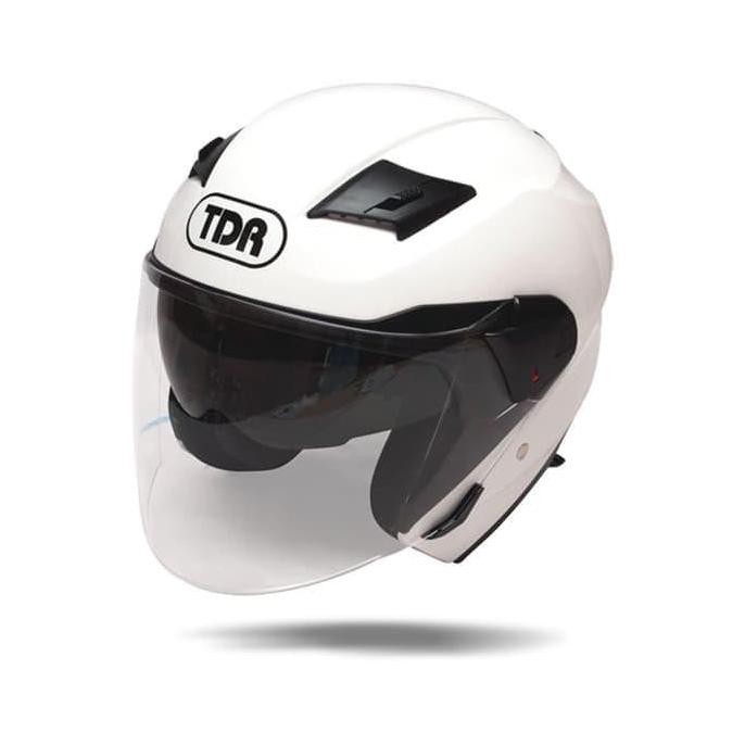 Helm Tdr Xd-611 Pearl White Half Face Double Visor