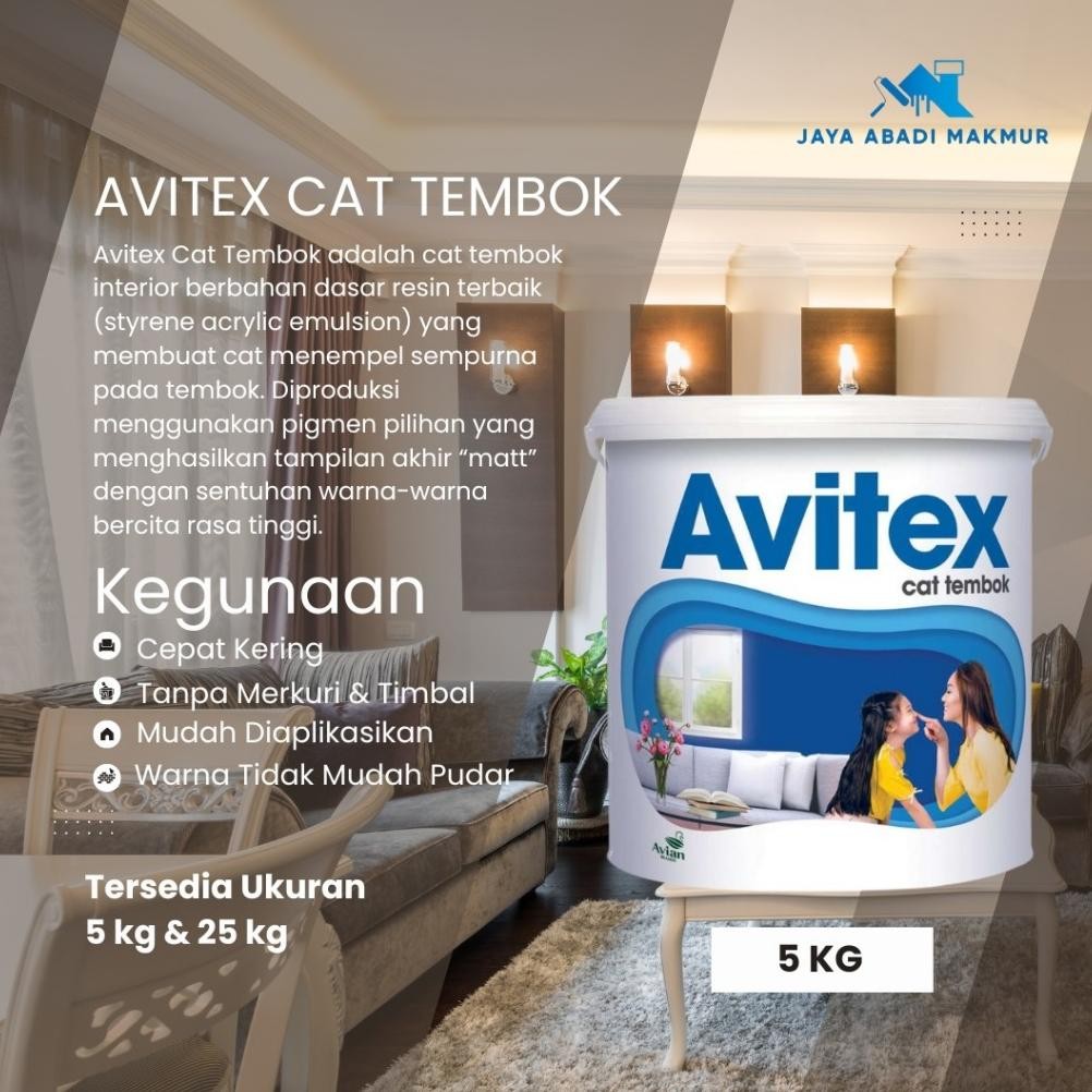 Avian Brands Avitex Cat Tembok 5 kg / Cat Tembok Interior / Warna Custom / Avian Tinting aSt