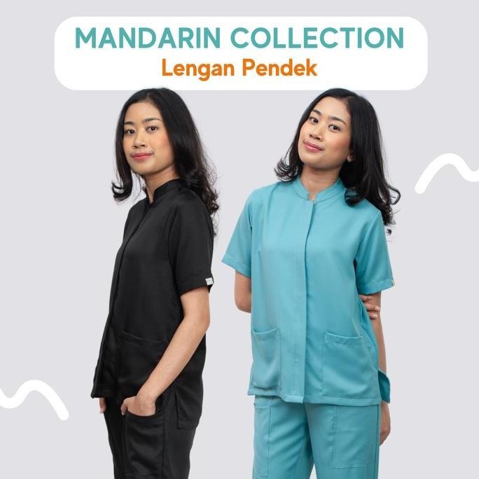 BAJU JAGA / SERAGAM DOKTER/ BAJU PERAWAT - (MEDICLE) - MANDARIN