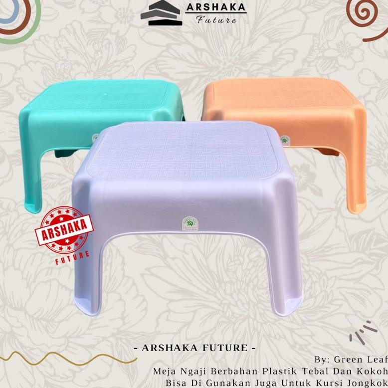 Green Leaf - Meja Ngaji Plastik Besar - Meja Belajar Plastik - Kursi Jongkok aSt