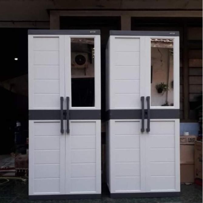 Lemari Plastik Arisa 1 Kaca Grey