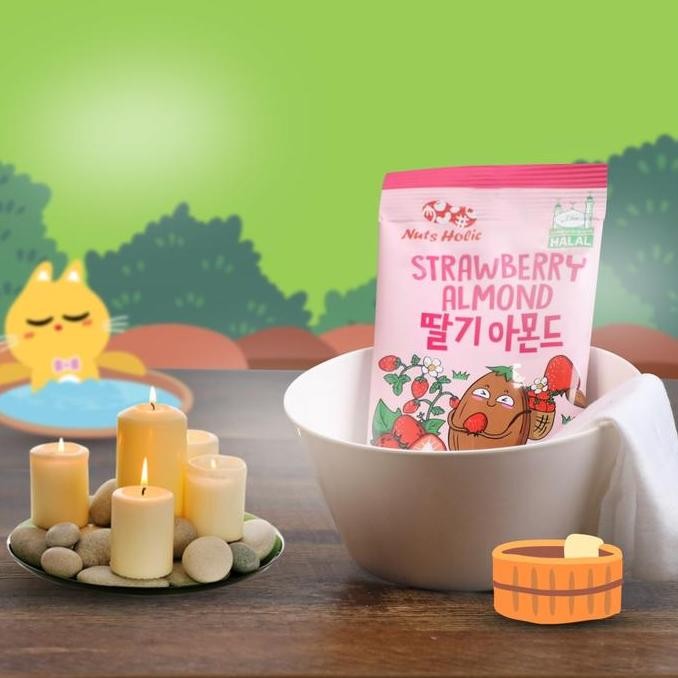 

Grosir Nuts Holic Strawberry Almond 180Gr / Kacang Almond Rasa Stroberi