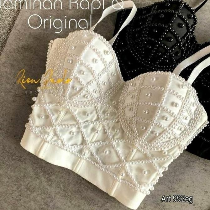 Premium Bra Bralette Korset BH Set Sexy Hot Lingerie Bustier Kawat Motif Bordir Bunga Transparan Rie