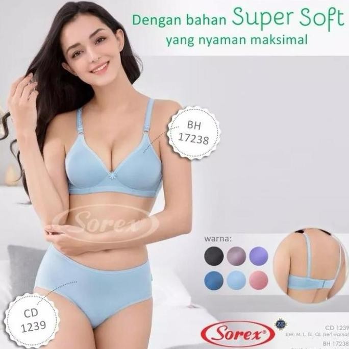SOREX Bra Set Busa Tanpa Kawat Cup A (CD+BH) BH Set Sorex Supersoft Murah Nyaman