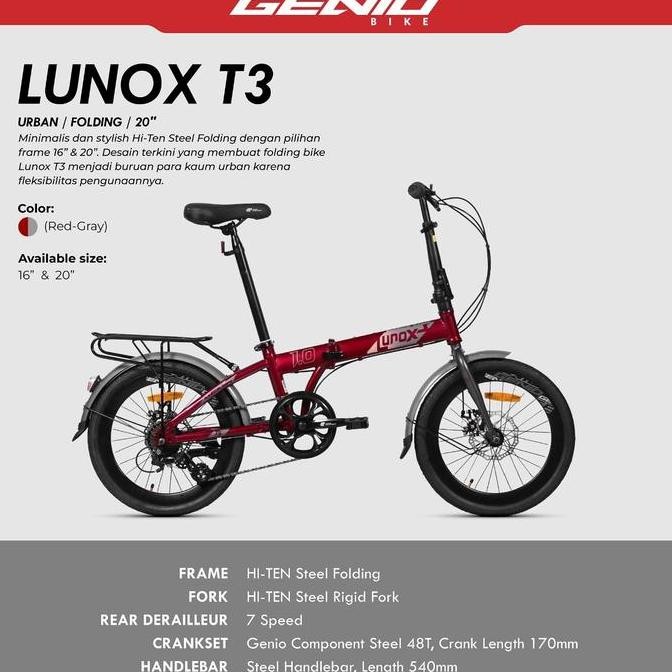 Promo Sepeda Lipat 20 inch Genio Lunox 1.0 COD