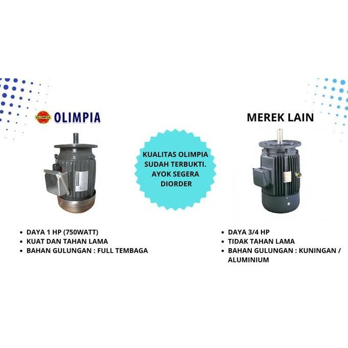 DINAMO OLIMPIA 1 HP 1 PHASE SPAREPART KINCIR TAMBAK ORIGINAL DAN TERPERCAYA