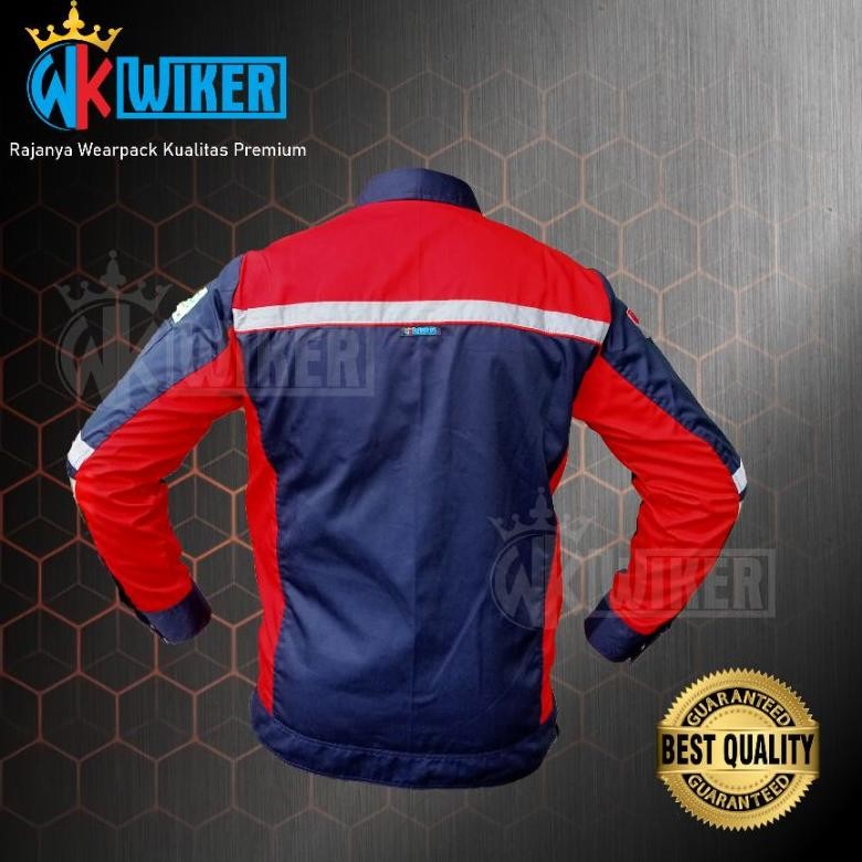 Ready Wearpack Safety Navy Merah - Baju Proyek - Werpack Kerja - Baju Safety - Jaket Werpack Wiker -